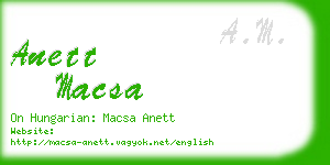 anett macsa business card